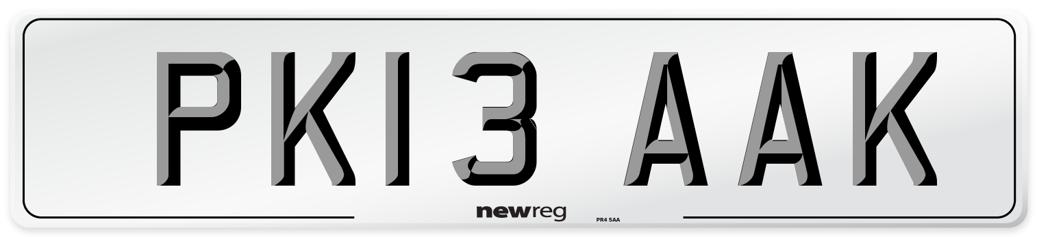 PK13 AAK Number Plate from New Reg